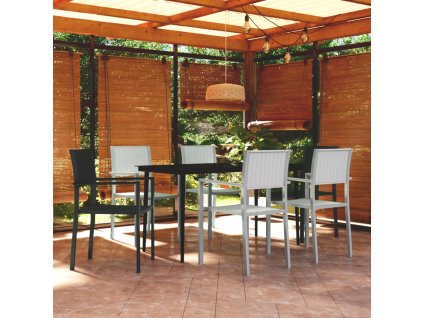 7dílný zahradní jídelní set černobílý 3099278