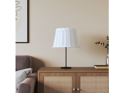Stínidlo lampy bílé Ø 30 x 20 cm proutěné 364383