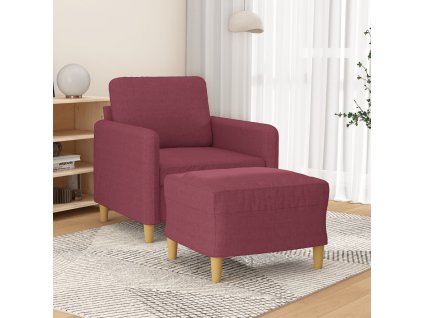 Křeslo s podnožkou vínové 60 cm textil 3201190
