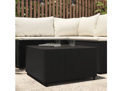 Zahradní konferenční stolek čtverec černý 50x50x30 cm polyratan 319857
