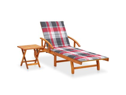 Zahradní lehátko se stolkem a poduškou masivní akáciové dřevo 3061630