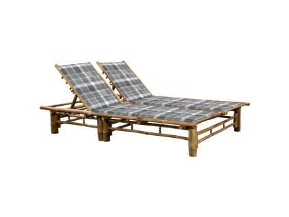 Zahradní lehátko pro dva s poduškami bambus 3063959