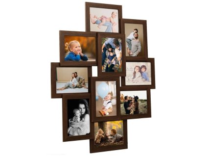 Kolážový fotorámeček na 10x(13x18 cm) obrázek tmavě hnědý MDF 332779