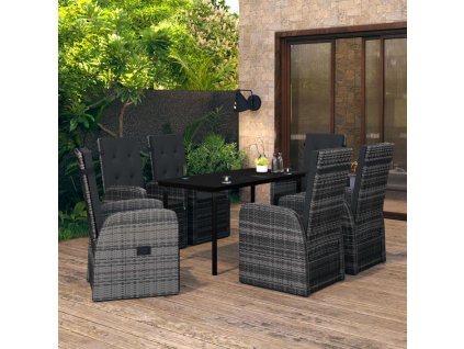 7dílný zahradní jídelní set s poduškami šedý 3099497