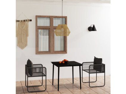 3dílný zahradní jídelní set černý 3099083