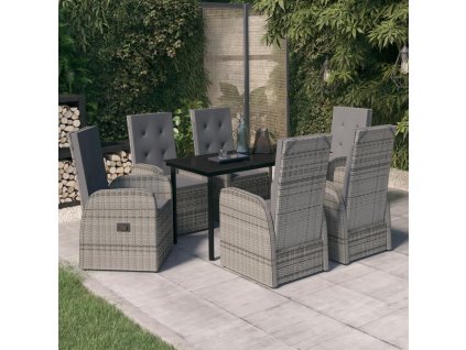 7dílný zahradní jídelní set s poduškami šedý 3099476