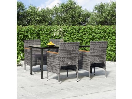 5dílný zahradní jídelní set s poduškami šedý a černý 3156636