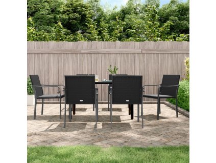 7dílný zahradní jídelní set s poduškami polyratan a ocel 3186960