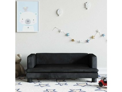 Dětská pohovka černá 80 x 45 x 30 cm samet 3196309