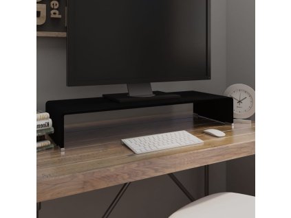TV stolek / podstavec na monitor sklo černý 80x30x13 cm 244137