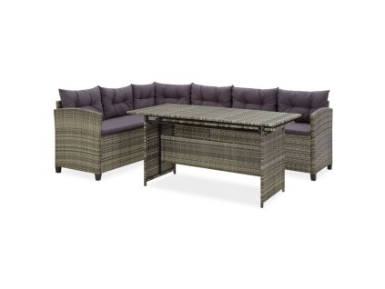 2dílná zahradní sedací souprava s poduškami polyratan šedá 316871