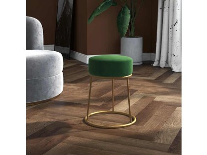 Kulatá stolička zelená samet 340253