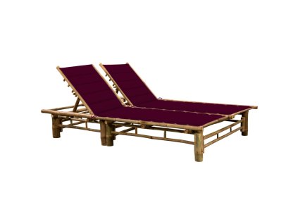 Zahradní lehátko pro dva s poduškami bambus 3063954