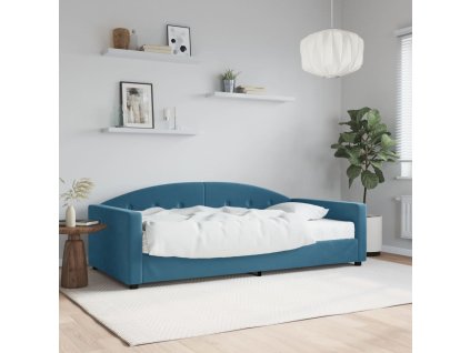 Válenda s matrací modrá 100 x 200 cm samet 3197283