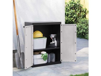 Zahradní úložná skříň šedá a černá 65 x 37 x 85 cm PP 364199