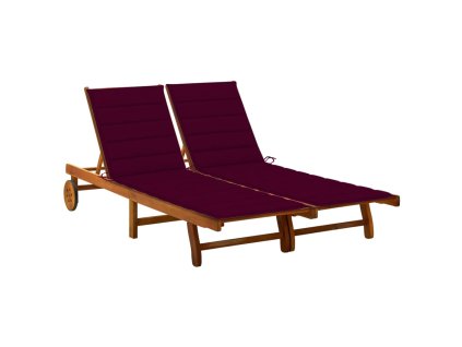 Zahradní lehátko pro 2 osoby s poduškami masivní akácie 3061383