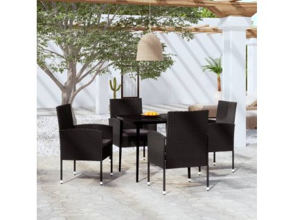 5dílný zahradní jídelní set černý 3099632