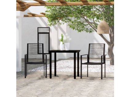 3dílný zahradní jídelní set černý 3099197