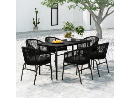 7dílný zahradní jídelní set černý 3099224