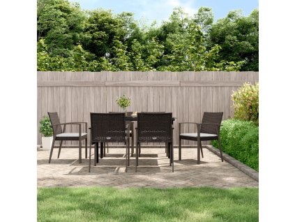 7dílný zahradní jídelní set s poduškami polyratan a ocel 3186990