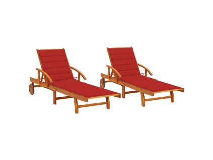 Zahradní lehátka s poduškami 2 ks masivní akáciové dřevo 3077336