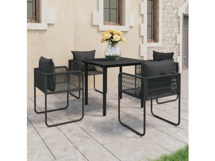 5dílná zahradní jídelní souprava PVC ratan černá 3060095