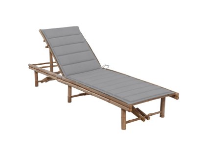 Zahradní lehátko s poduškou bambus 3061633