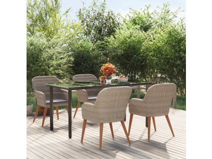 5dílný zahradní jídelní set s poduškami hnědý 3156722