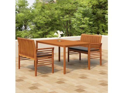 3dílný zahradní jídelní set s poduškami masivní akáciové dřevo 3120458