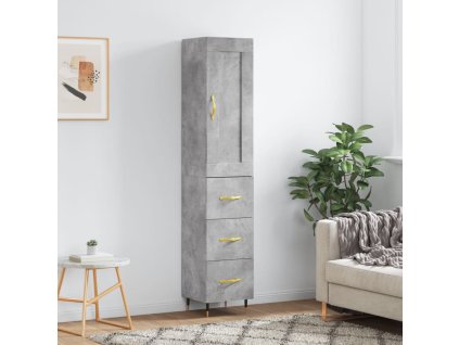 Skříň highboard betonově šedá 34,5x34x180 cm kompozitní dřevo 3200181