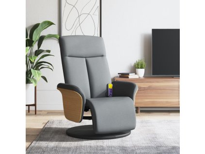 Masážní polohovací křeslo s podnožkou světle šedé textil 356533