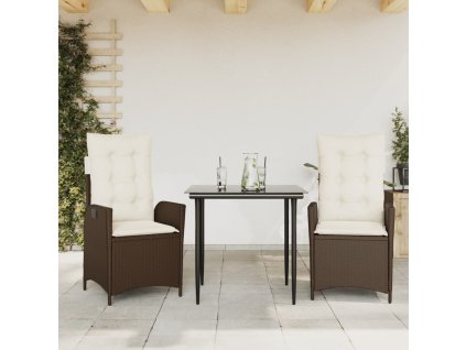 3dílná zahradní jídelní souprava s poduškami hnědá polyratan 3213194
