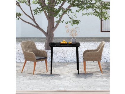 3dílný zahradní jídelní set s poduškami hnědý 3099523