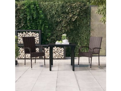 3dílný zahradní jídelní set hnědočerný 3099383
