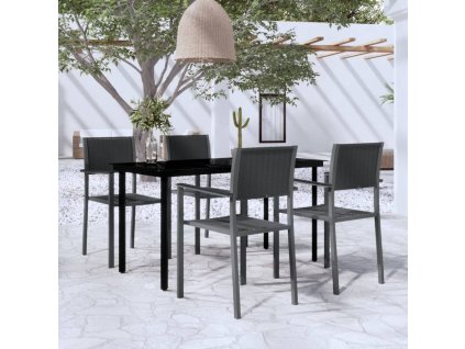 5dílný zahradní jídelní set černý 3099265