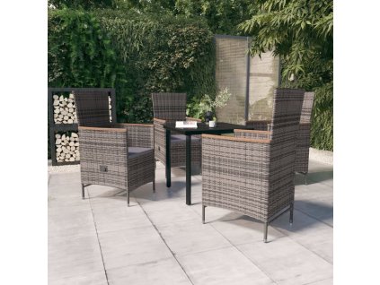 5dílný zahradní jídelní set s poduškami šedý 3099432