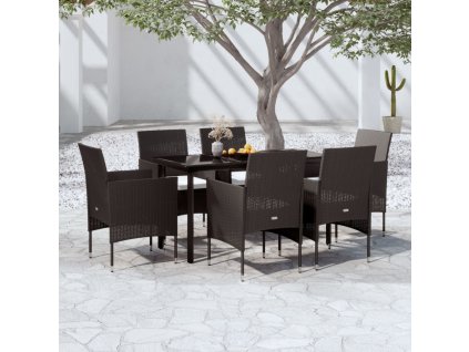 7dílný zahradní jídelní set s poduškami černý 3099284