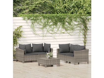 5dílná zahradní sedací souprava s poduškami šedá polyratan 3187264