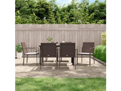 7dílný zahradní jídelní set s poduškami polyratan a ocel 3186958