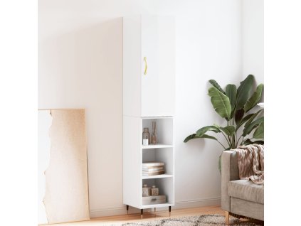 Skříň highboard bílá s vysokým leskem 34,5x34x180 cm kompozit 3198963