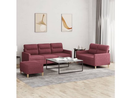 3dílná sedací souprava s poduškami vínová textil 3201614