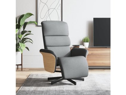 Polohovací křeslo s podnožkou světle šedé textil 356601
