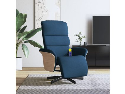 Masážní polohovací křeslo s podnožkou modré textil 356620