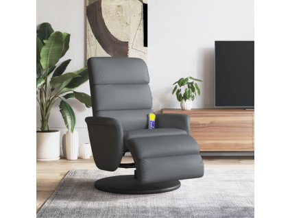 Masážní polohovací křeslo s podnožkou šedé umělá kůže 356727