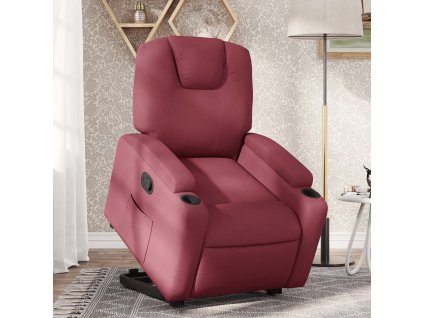 Zvedací polohovací křeslo vínové textil 3204371