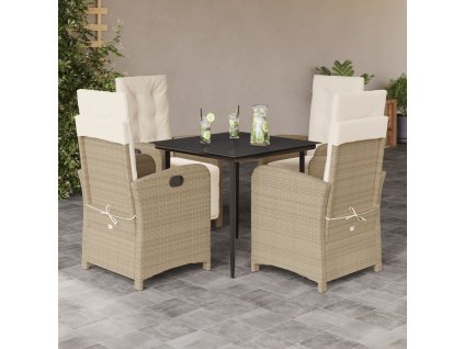 5dílný zahradní jídelní set s poduškami béžový polyratan 3212372