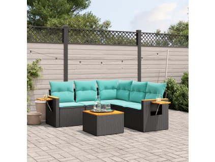 6dílná zahradní sedací souprava s poduškami černá polyratan 3226806