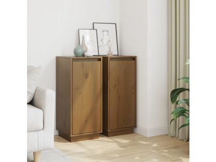 Příborníky 2 ks medově hnědé 31,5x34x75 cm masivní borové dřevo 813357