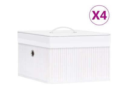 Bambusové úložné boxy 4 ks bílé 320766