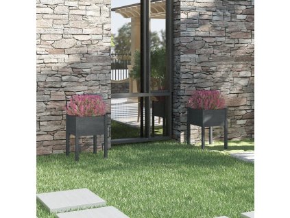 Zahradní truhlíky 2 ks šedé 50 x 50 x 70 cm masivní borovice 810804